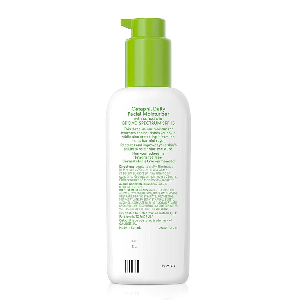 Cetaphil Daily Facial Moisturizer with Sunscreen Broad Spectrum SPF 15, 4 oz