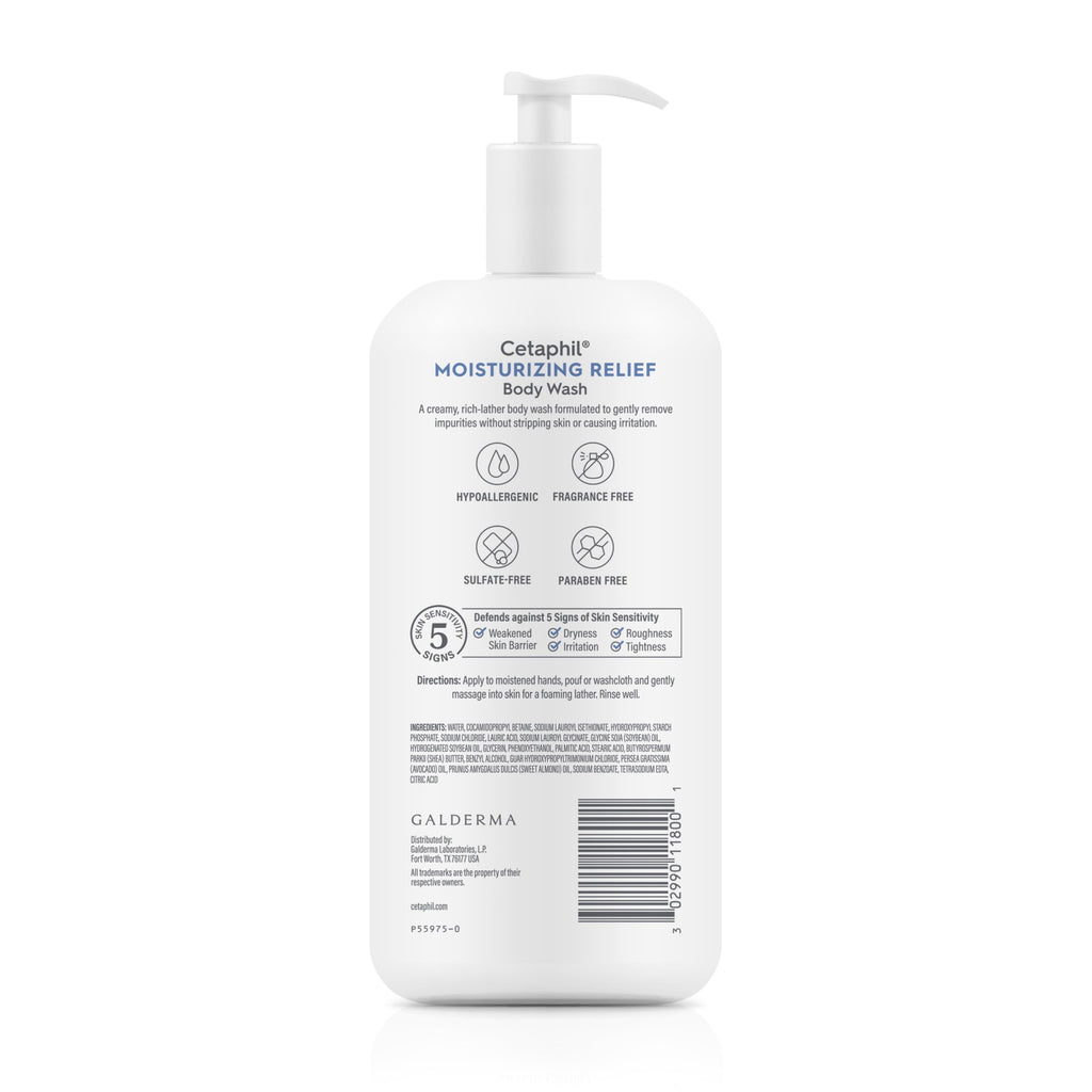 Cetaphil Daily Use Moisturizing Relief Body Wash, Unscented, 20 fl oz