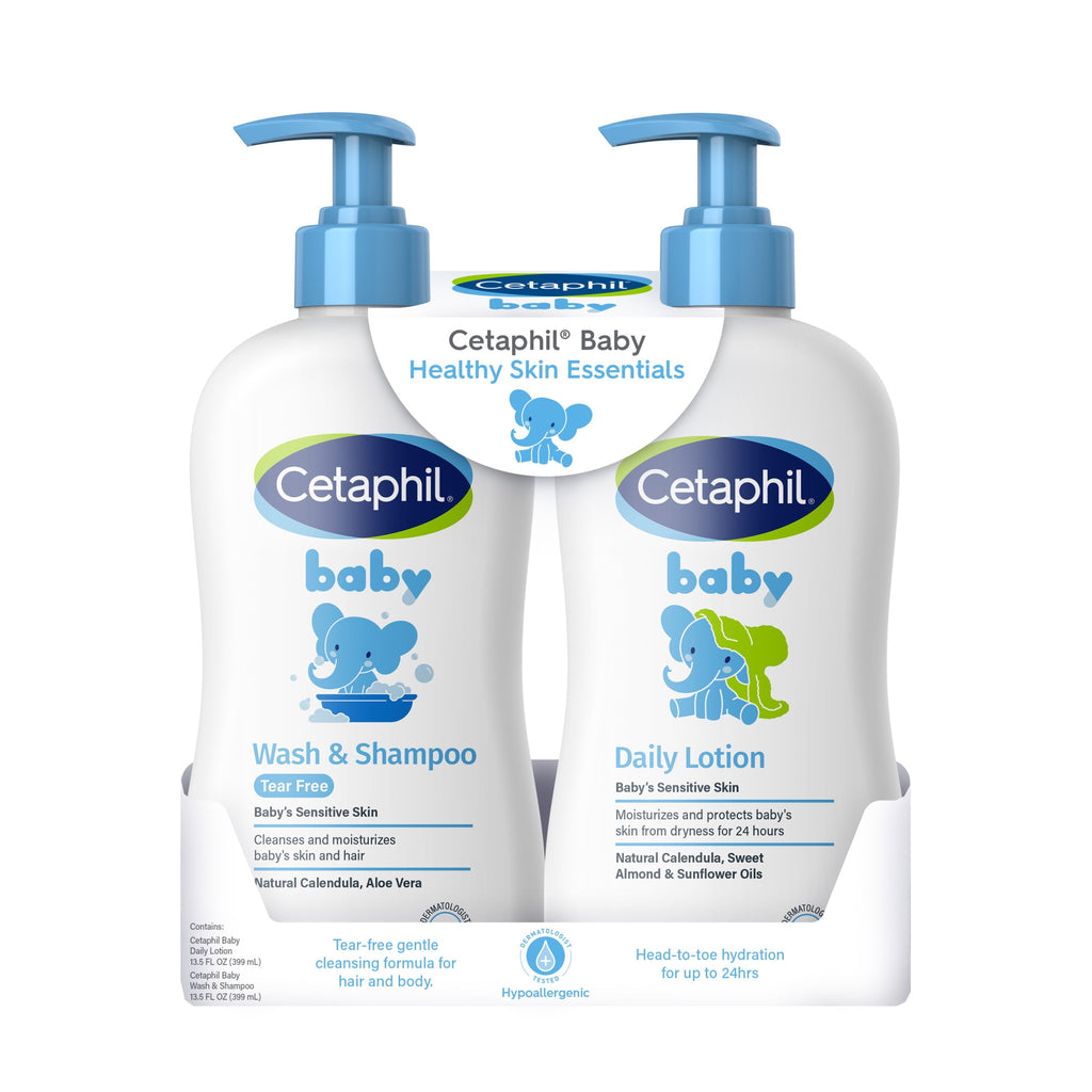 Cetaphil Baby Healthy Skin Essentials Set, Includes Baby Wash & Shampoo and Daily Body Lotion, 2 Items