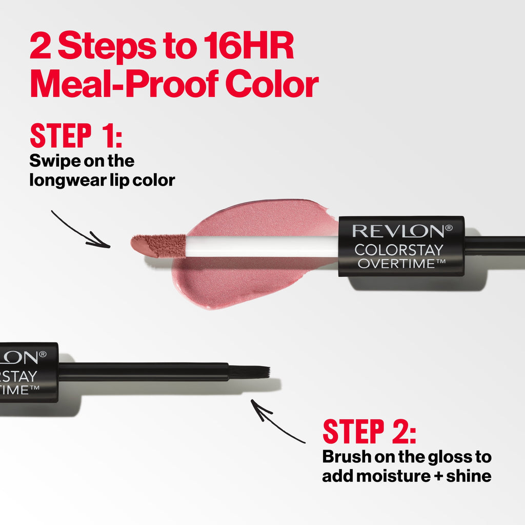 Revlon ColorStay Overtime Longwearing Gloss Lipstick with Vitamin E, 320 Faithful Fawn, 0.07 fl oz