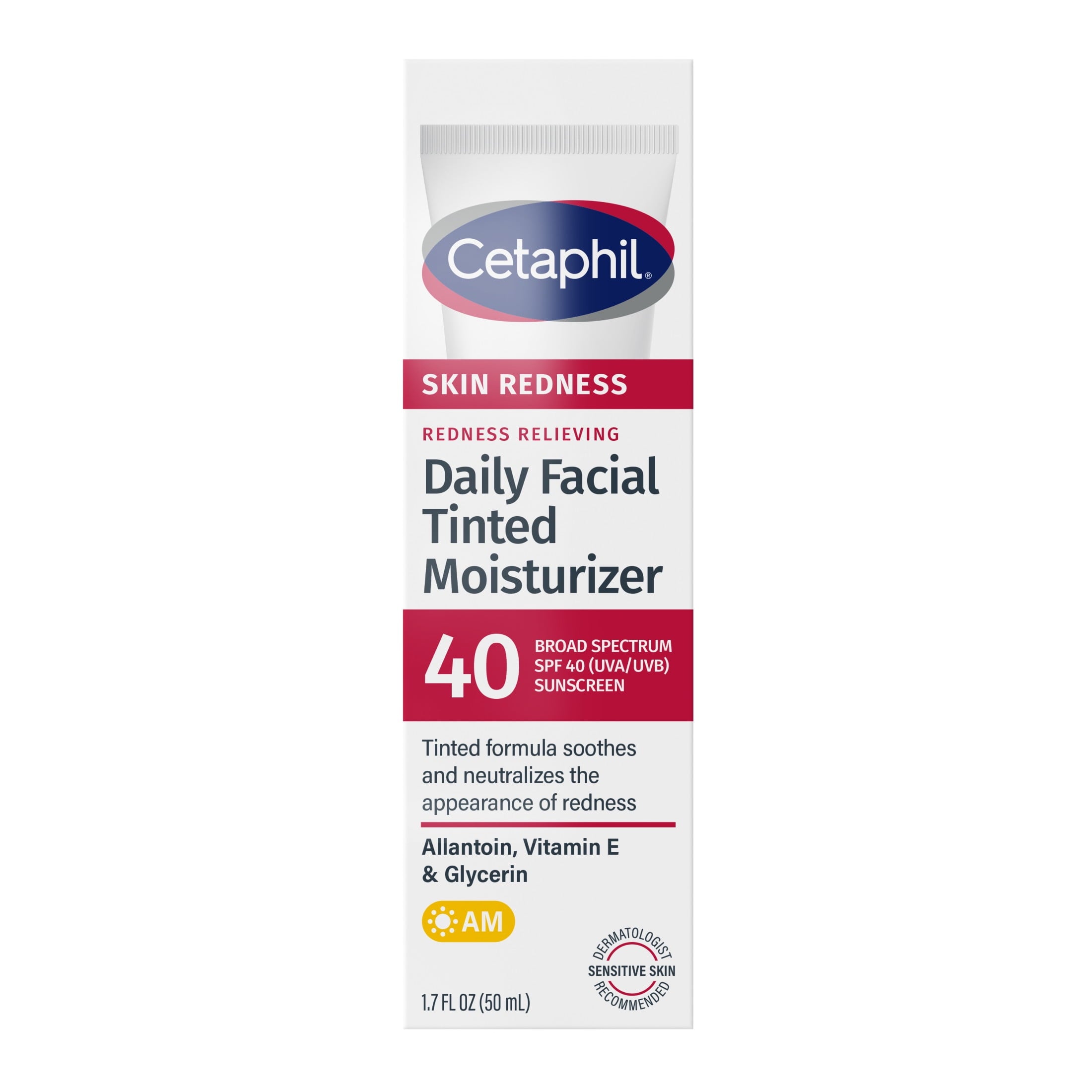 Cetaphil Redness Relieving Daily Facial Moisturizer SPF 40, Neutral Tint, 1.7 fl oz