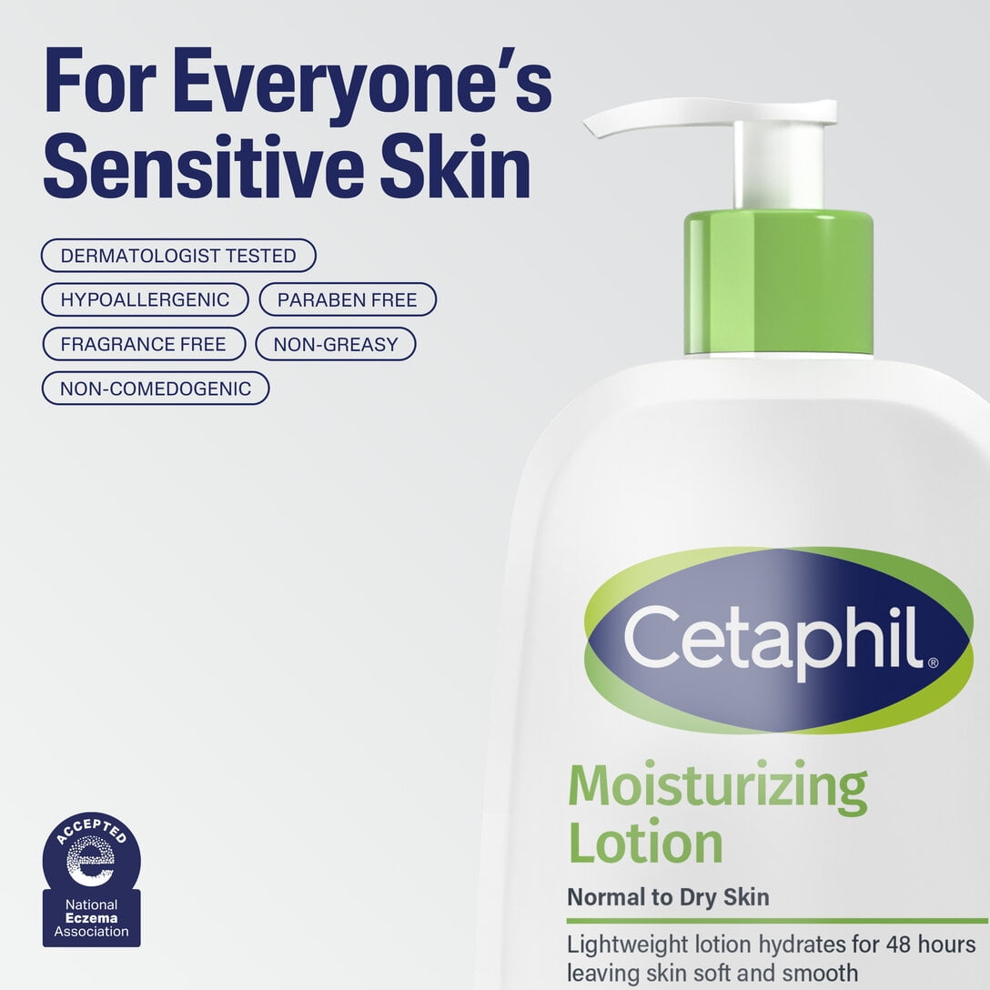 Cetaphil Moisturizing Lotion 16oz Pump Dry To Normal Skin (Pack of 3)