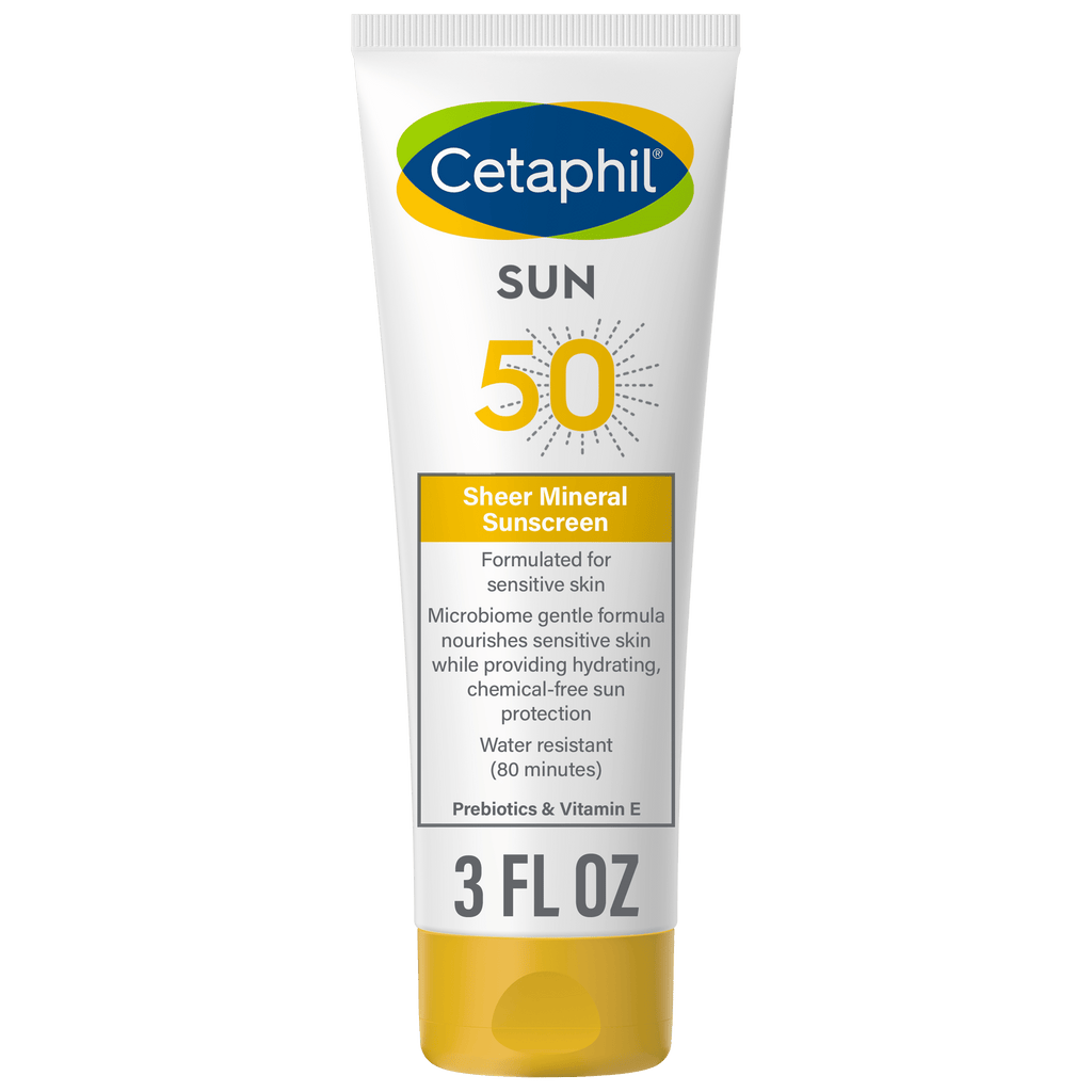 (2 pack) Cetaphil Sheer Sunscreen Lotion for Face & Body SPF 50, 100% Mineral UV Filters, 3 oz
