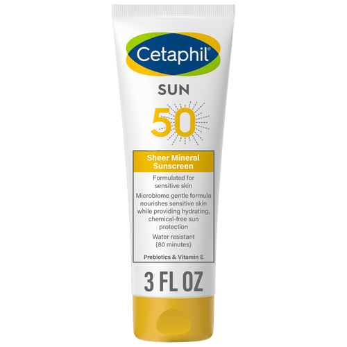 (2 pack) Cetaphil Sheer Sunscreen Lotion for Face & Body SPF 50, 100% Mineral UV Filters, 3 oz