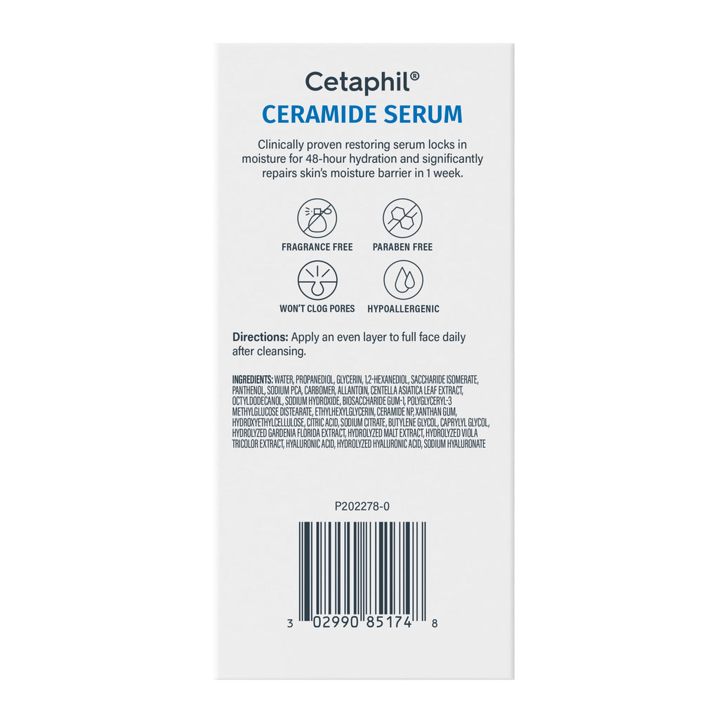 (4 pack) CETAPHIL Ceramide Face Serum, Lightweight Serum for All Skin Types, Ceramides, CICA & Allantoin, 1 fl oz