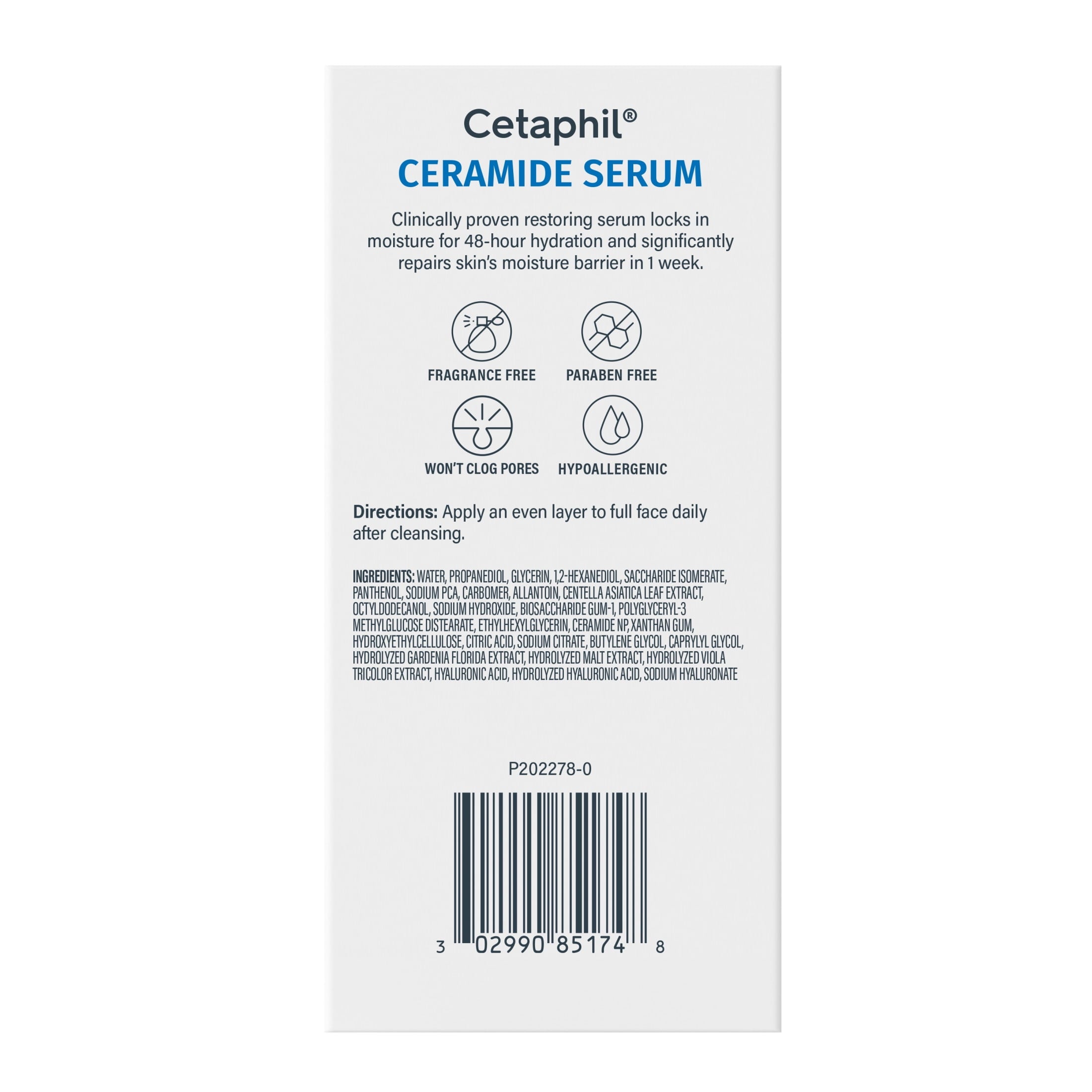 (3 pack) CETAPHIL Ceramide Face Serum, Lightweight Serum for All Skin Types, Ceramides, CICA & Allantoin, 1 fl oz