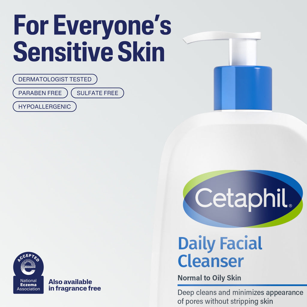 (2 pack) Cetaphil Daily Facial Cleanser Face Wash for Sensitive, Normal to Oily Skin, 16 oz