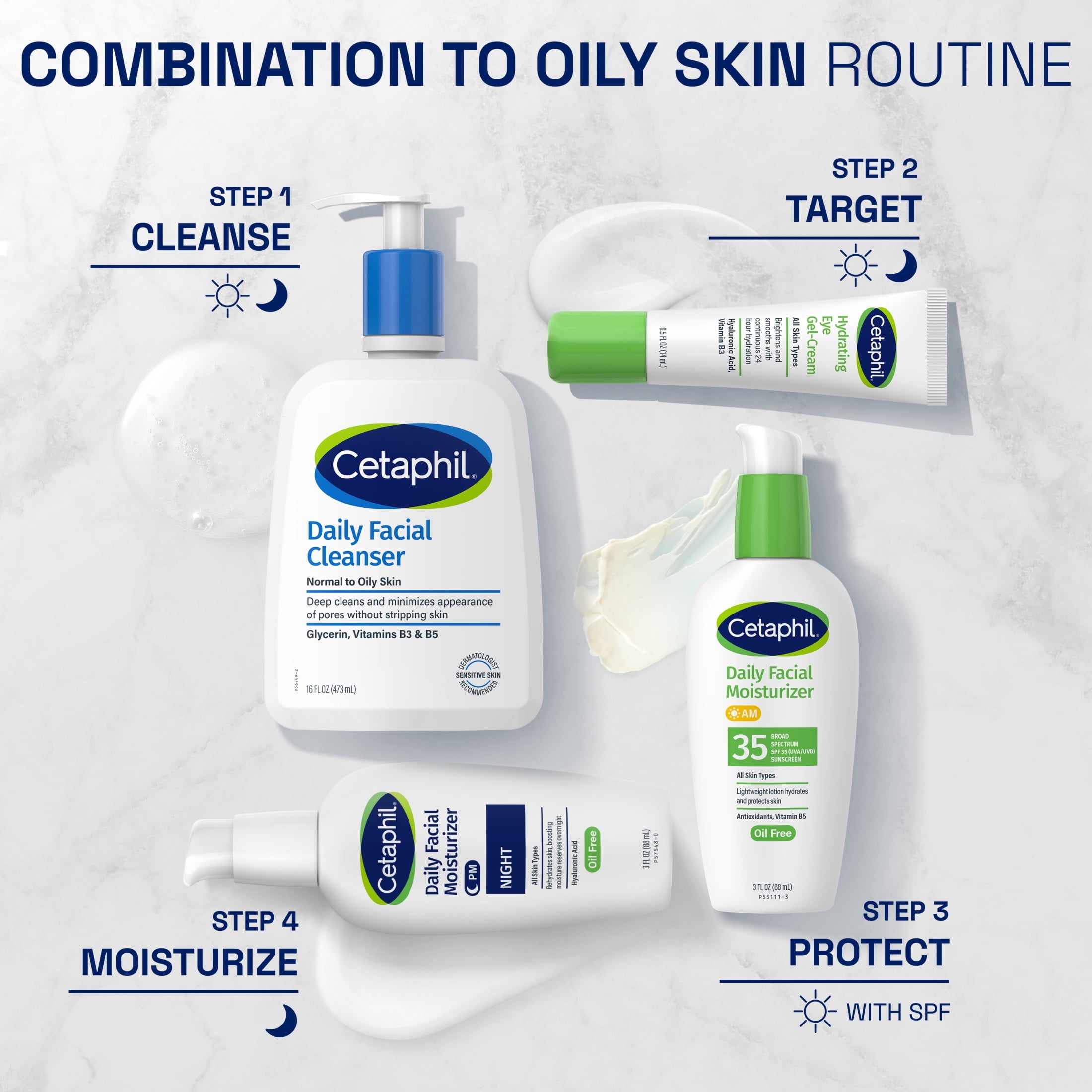 Cetaphil Daily Facial Moisturizer Oil Free for All Skins with Hyaluronic Acid, 3 fl oz